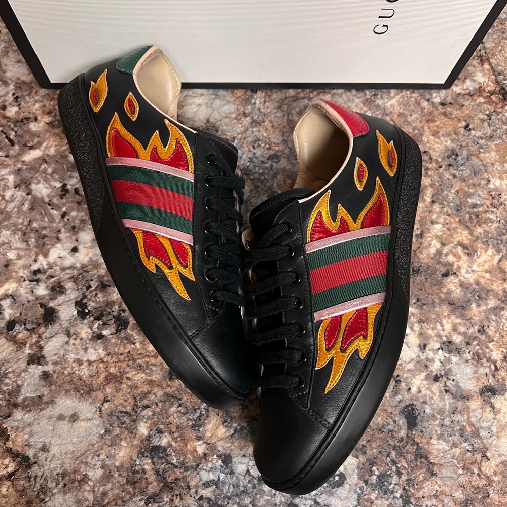 Adidas Gucci Ace flames black size 6G 7US authentic red green Rhyton gg